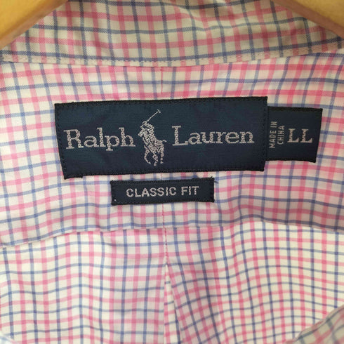 ラルフローレン RALPH LAUREN CLASSIC FIT チェック柄 ボタンダウン 半袖シャツ メンズ LL