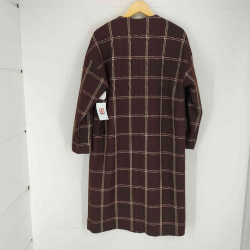 レイビームス Ray BEAMS ノーカラーウールチェックコート レディース