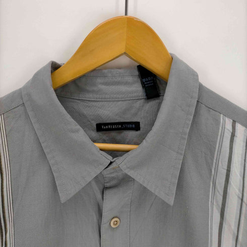ヴァンヒューゼン VAN HEUSEN VAN HEUSEN_STUDIO ストライプ切替S/Sボックスシャツ メンズ import:XXL