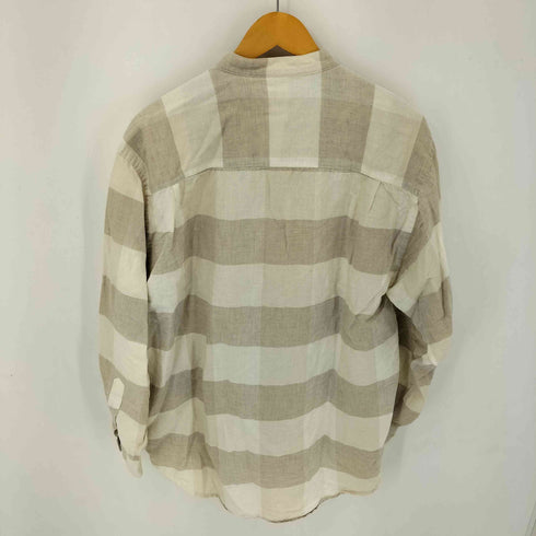 NEW RIVER 90S リネン コットン ブロックチェック バンドカラー L/S シャツ メンズ import:M