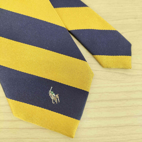 ラルフローレン RALPH LAUREN 日本製 ポニー刺繍 ボーダー柄 シルクネクタイ メンズ