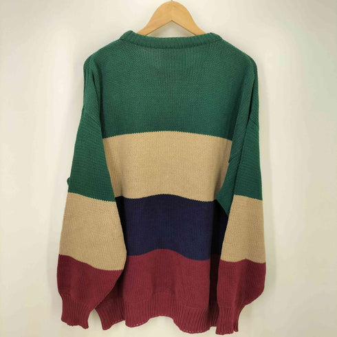 80S LORD JEFF USA製 カラーブロック ボーダー コットン ニット メンズ import:L