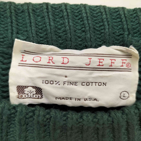 80S LORD JEFF USA製 カラーブロック ボーダー コットン ニット メンズ import:L