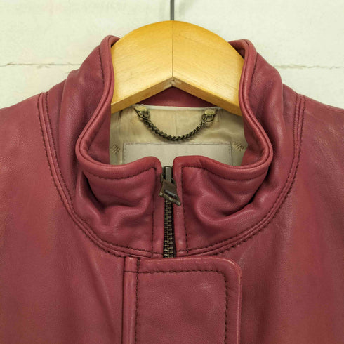 バナナリパブリック BANANA REPUBLIC ギャザーデザイン ラムレザースタンドカラーレザージャケット レディース M