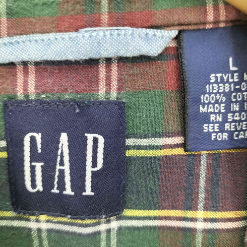 ギャップ Gap 90S OLD デカタグ マドラスチェック B.D S/S シャツ メンズ import:L