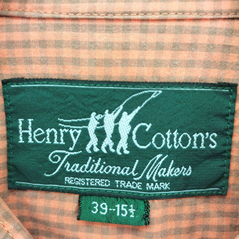 ヘンリーコットンズ Henry Cottons ロゴ 刺繍 ギンガムチェック B.D S/S ポケット シャツ メンズ 39-15 1/2
