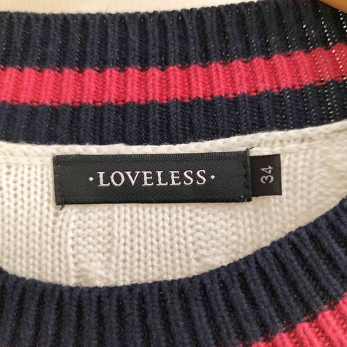 ラブレス LOVELESS ケーブル編み リブボーダー レーヨン混 プルオーバーサマーニット レディース JPN:34