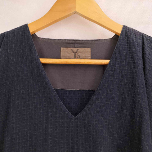 ワイズ Ys 80S 初期 茶タグ 綿100 柄縫い Vネック スキッパー 半袖 ワンピース レディース