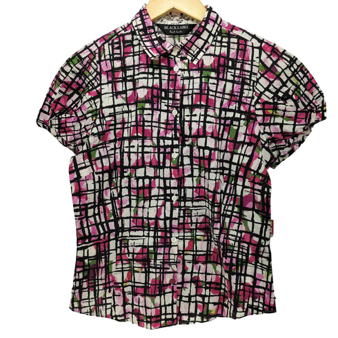 ポールスミスブラックレーベル Paul Smith BLACK LABEL フラワープリント フレンチスリーブシャツ レディース JPN:42