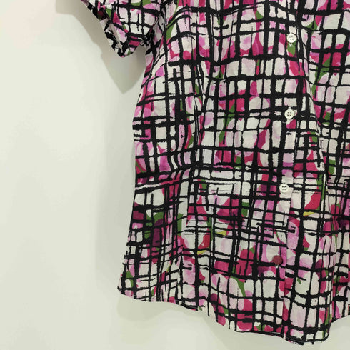 ポールスミスブラックレーベル Paul Smith BLACK LABEL フラワープリント フレンチスリーブシャツ レディース JPN:42