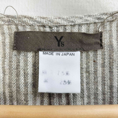 ワイズ Ys 80S 初期 茶タグ リネン&コットン サイドスキッパー 変形 ストライプ ノースリーブワンピース レディース