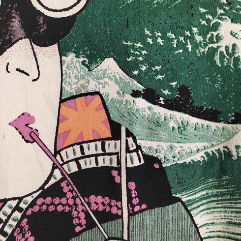 カンサイ KANSAI 80S 初期 顔タグ 歌舞伎 北斎 浮世絵 レーヨン100 半袖 Tシャツ メンズ