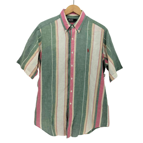 ポロバイラルフローレン Polo by RALPH LAUREN マルチストライプ ポニー刺繍 S/S ボタンダウンシャツ メンズ import:L