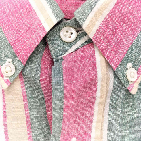 ポロバイラルフローレン Polo by RALPH LAUREN マルチストライプ ポニー刺繍 S/S ボタンダウンシャツ メンズ import:L