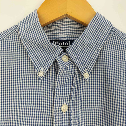 ポロバイラルフローレン Polo by RALPH LAUREN ポニー刺繍 シアサッカー ギンガムチェックシャツ メンズ import:L
