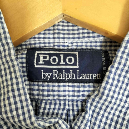 ポロバイラルフローレン Polo by RALPH LAUREN ポニー刺繍 シアサッカー ギンガムチェックシャツ メンズ import:L