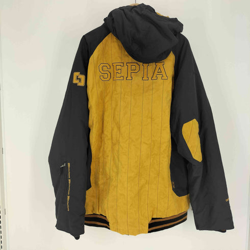 SEPIA ロゴ 刺繍 裏地ジップポーチ付き スウェード ポリ 異素材切替 スキー ジャケット マウンテン パーカー エルボーパッチ メンズ import:XL