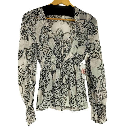 総柄シアーブラウス レディース 6