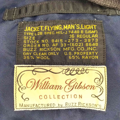 バズリクソンズ BUZZ RICKSONS WILLIAM GIBSON Type BLACK L-2B メンズ US:36