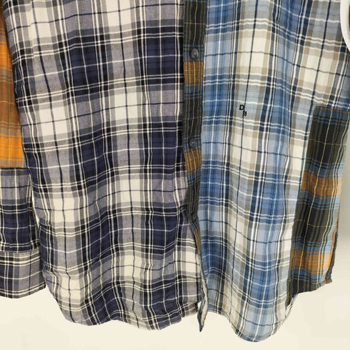 ディーゼル DIESEL クレイジーパターン ツギハギ パッチワーク デザイン デニム切替 レーヨン チェック シャツ メンズ import:M