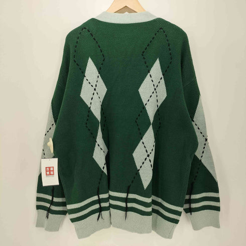 ハレ HARE アクリル混 アーガイル Vネック コットンカーディガン メンズ F