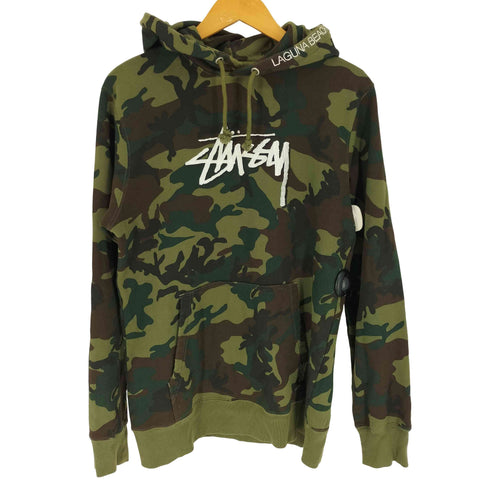 ステューシー Stussy ストック 刺繍 ロゴ カモ 迷彩柄 プルオーバー パーカー メンズ import:M
