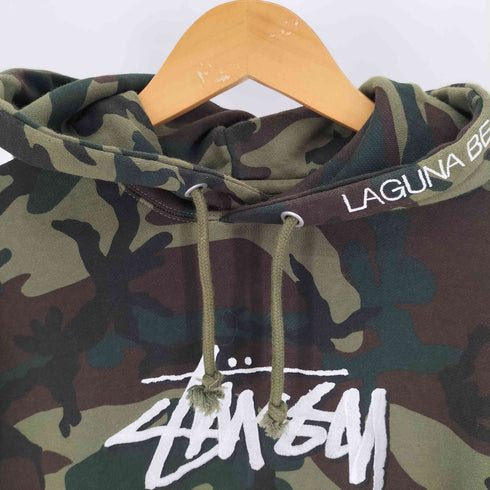 ステューシー Stussy ストック 刺繍 ロゴ カモ 迷彩柄 プルオーバー パーカー メンズ import:M