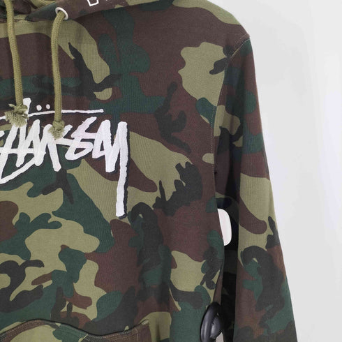 ステューシー Stussy ストック 刺繍 ロゴ カモ 迷彩柄 プルオーバー パーカー メンズ import:M