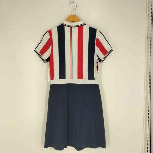 フレッドペリー FRED PERRY ×SOUTHSEA DECKCHAIRS ロゴ刺繍 ストライプ切替 鹿の子 ポロ ワンピース レディース UK:10