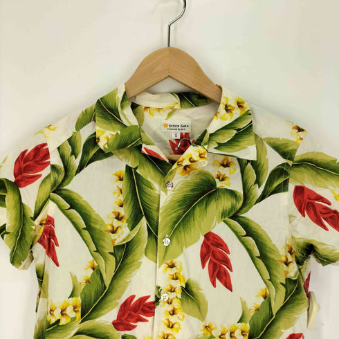GREEN GATE 花柄 S/S 開襟 オープンカラー アロハ シャツ サイドジップ フレア スカート セットアップ レディース S