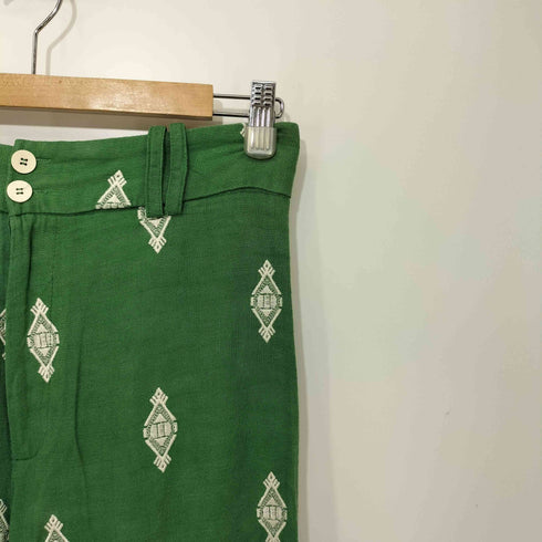 ザラ ZARA エスニック柄刺繍 リネン混ワイドパンツ レディース S