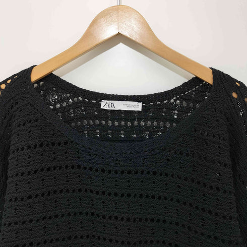ザラ ZARA シアーメッシュニットトップス オフショル レディース import:M