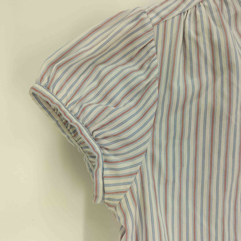 マーガレットハウエル MARGARET HOWELL 90-00S 旧タグ パフスリーブ 比翼ボタン S/S ストライプ シャツ ブラウス レディース 2