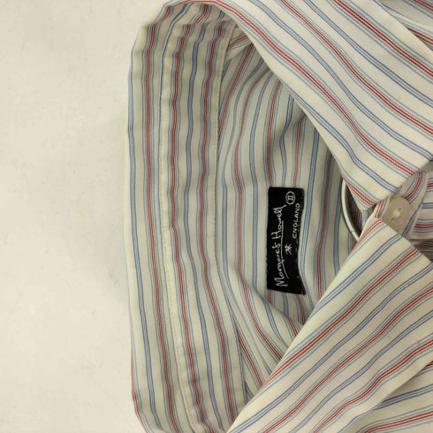 マーガレットハウエル MARGARET HOWELL 90-00S 旧タグ パフスリーブ 比翼ボタン S/S ストライプ シャツ ブラウス レディース 2