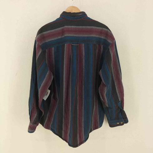エディーバウアー Eddie Bauer 白タグ ストライプ柄コットンシャツ メンズ import:XL