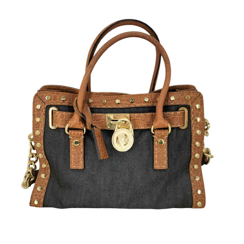 マイケルコース Michael Kors ハミルトン デニム切替 クロコ型押し 2WAYレザーショルダーバッグ レディース