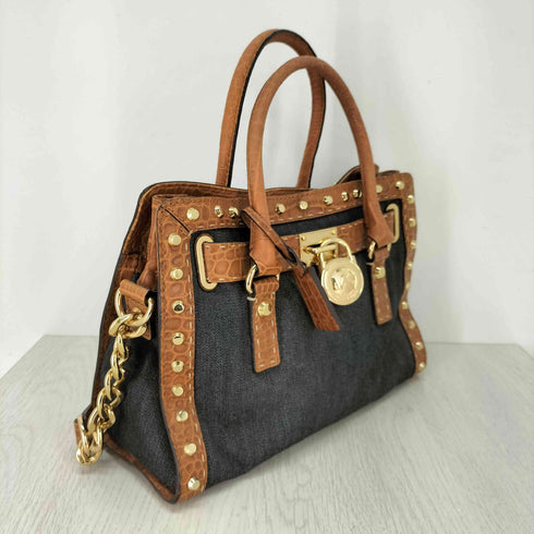 マイケルコース Michael Kors ハミルトン デニム切替 クロコ型押し 2WAYレザーショルダーバッグ レディース
