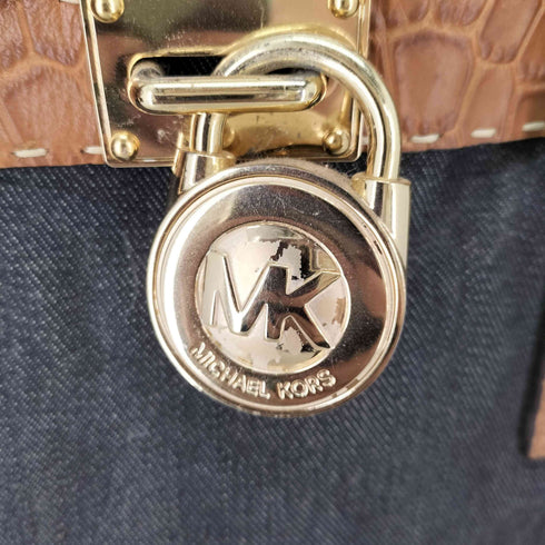 マイケルコース Michael Kors ハミルトン デニム切替 クロコ型押し 2WAYレザーショルダーバッグ レディース
