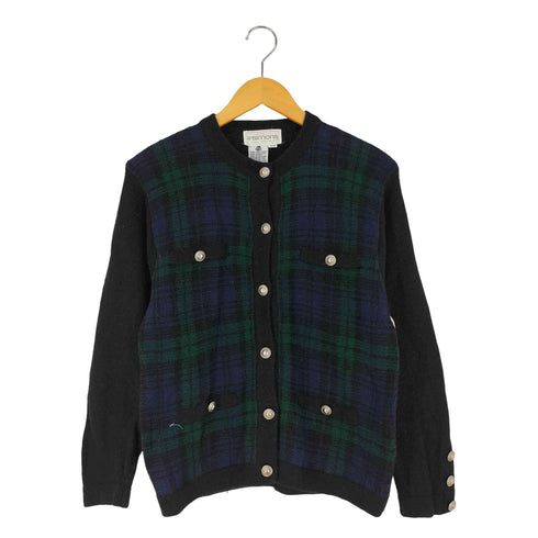 la maison simons チェック切替 メタルボタン カーディガン レディース P/S