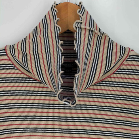 バーバリーロンドン BURBERRY LONDON ロゴワッペン ボーダー タートルネック ロングスリーブTシャツ レディース 160A