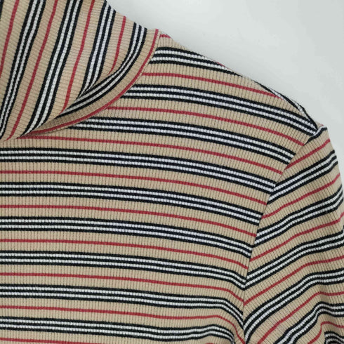 バーバリーロンドン BURBERRY LONDON ロゴワッペン ボーダー タートルネック ロングスリーブTシャツ レディース 160A