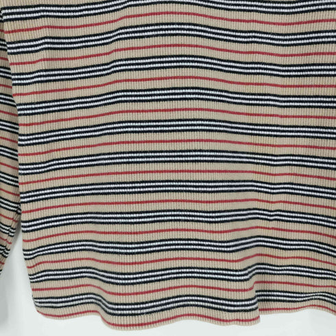 バーバリーロンドン BURBERRY LONDON ロゴワッペン ボーダー タートルネック ロングスリーブTシャツ レディース 160A