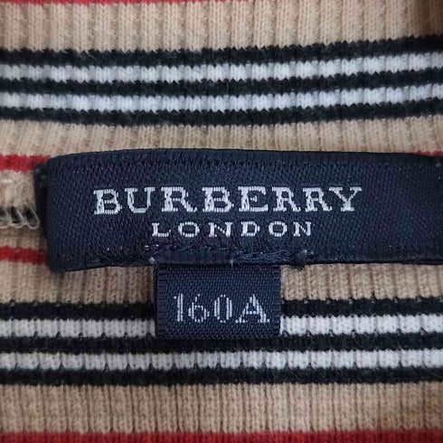 バーバリーロンドン BURBERRY LONDON ロゴワッペン ボーダー タートルネック ロングスリーブTシャツ レディース 160A