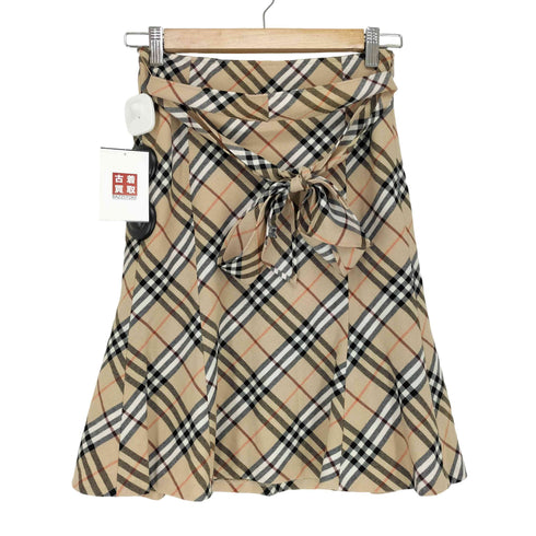 バーバリーブルーレーベル BURBERRY BLUE LABEL ベルト付き ノヴァチェックウールフレアスカート レディース 36
