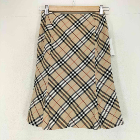 バーバリーブルーレーベル BURBERRY BLUE LABEL ベルト付き ノヴァチェックウールフレアスカート レディース 36