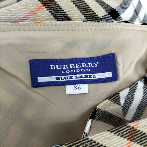 バーバリーブルーレーベル BURBERRY BLUE LABEL ベルト付き ノヴァチェックウールフレアスカート レディース 36
