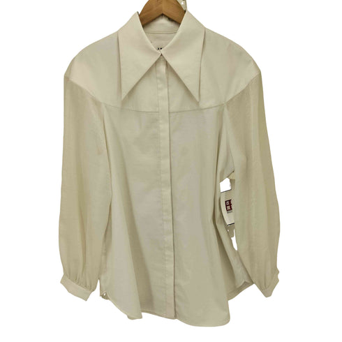 アメリ AMERI BIG COLLAR SHINE SLEEVE SHIRTS ビッグカラー シアー スリーブ シャツ レディース FREE