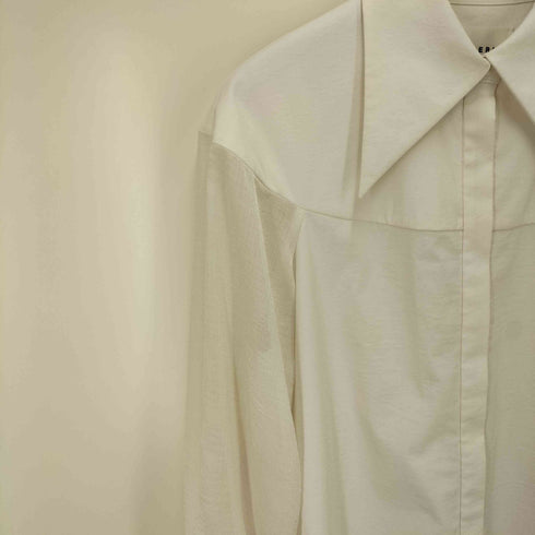 アメリ AMERI BIG COLLAR SHINE SLEEVE SHIRTS ビッグカラー シアー スリーブ シャツ レディース FREE