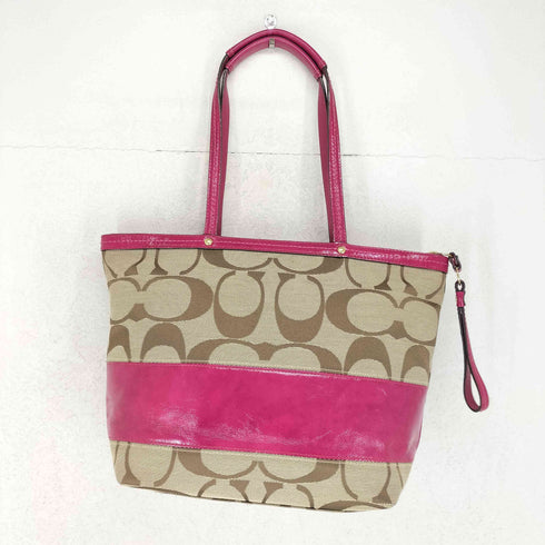 コーチ COACH シグネチャーロゴ キャンバス×エナメル トートバッグ レディース
