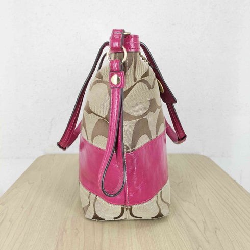 コーチ COACH シグネチャーロゴ キャンバス×エナメル トートバッグ レディース
